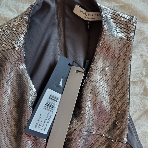 Halston Heritage Sequin Vneck Cut Out Dress - Picture 5 of 8